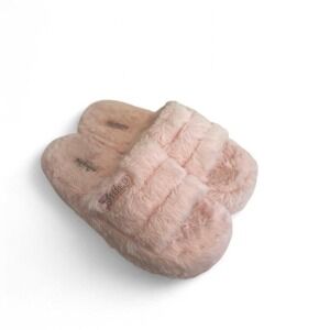 Juicy Couture Pink Platform Faux Fur Slippers